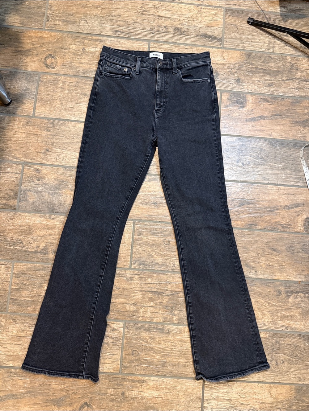 Pistola high rise flare black denim Jean